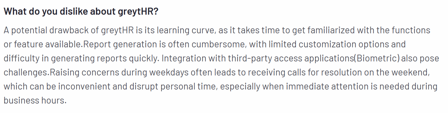 negative user review from third party software review platform G2