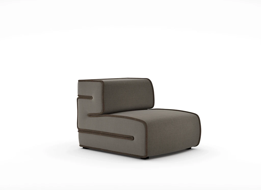 lateral view of a soft armchair with waves