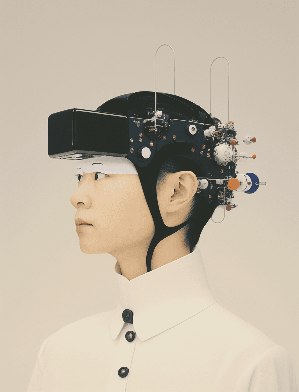 Man wearing a futuristic headset