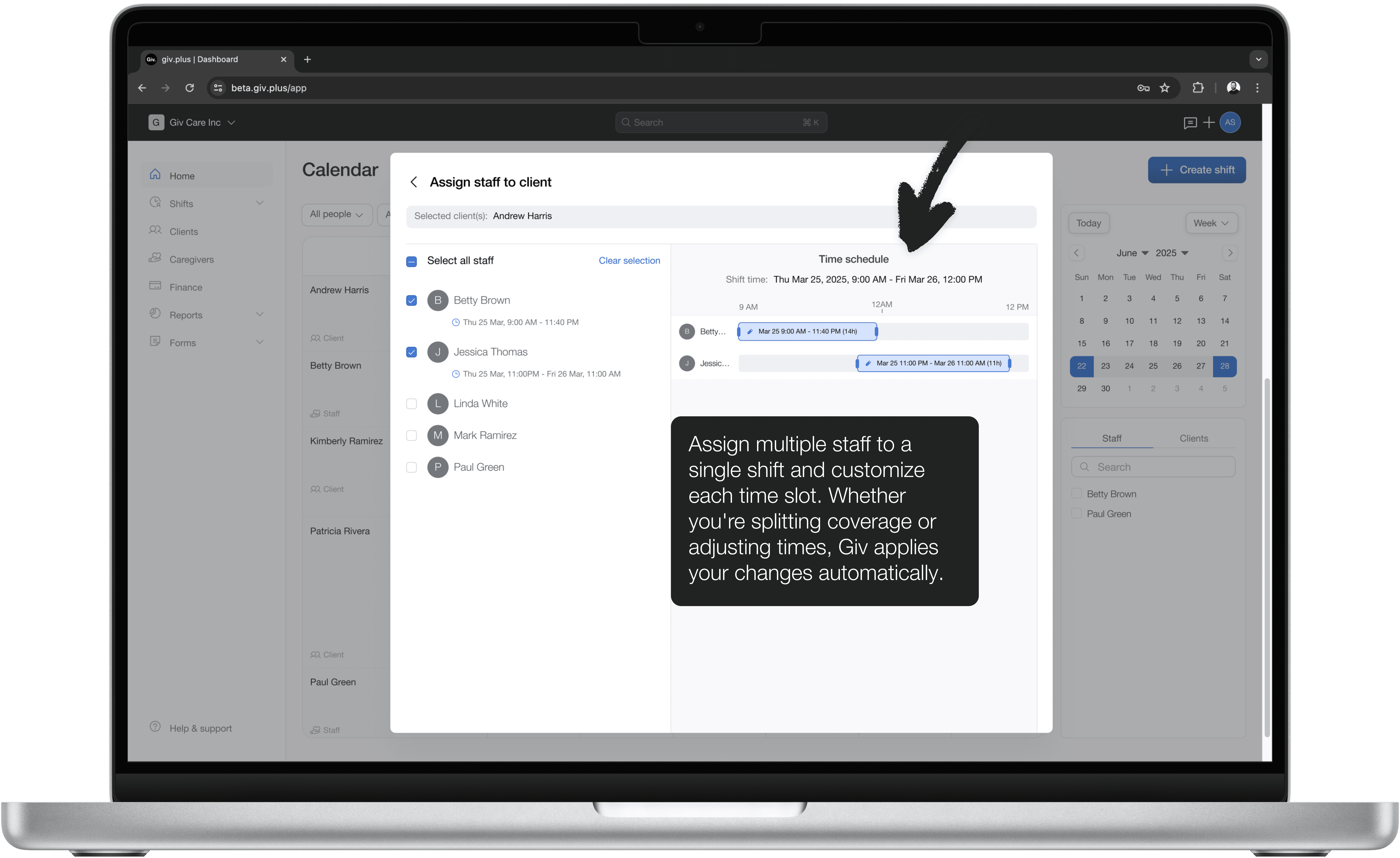Adjusting times on a shift.