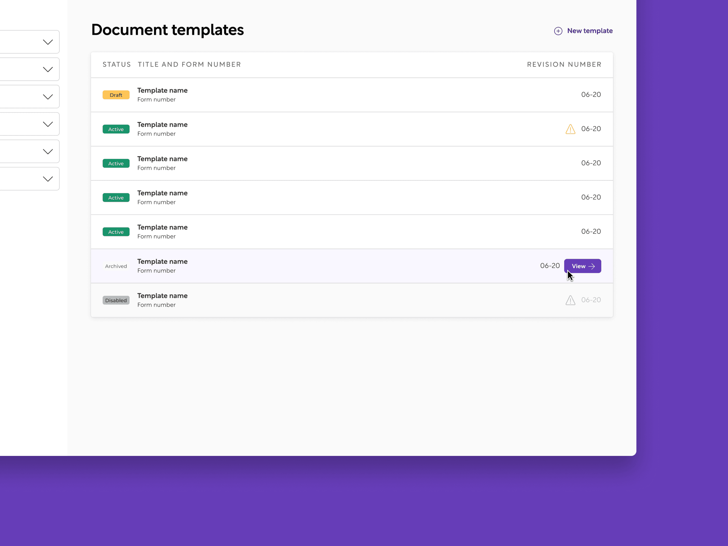 Dashboard Sidebar Close Up