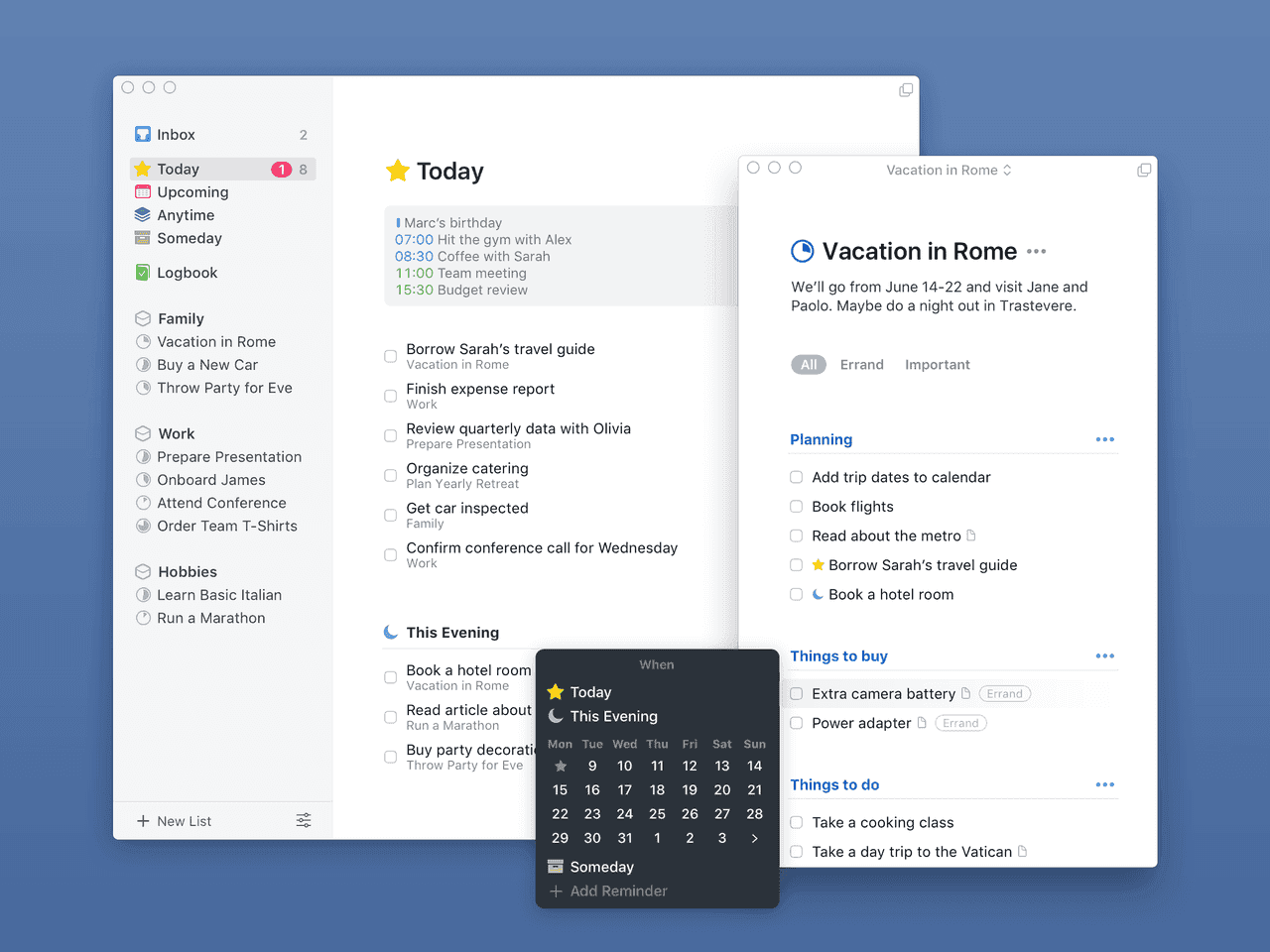 A screenshot of Things' interface