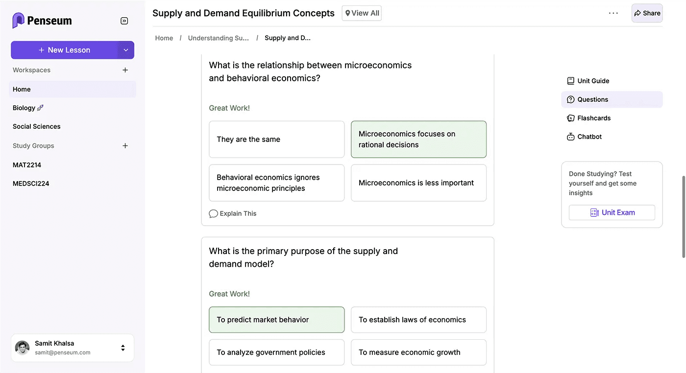 Penseum's App Interface
