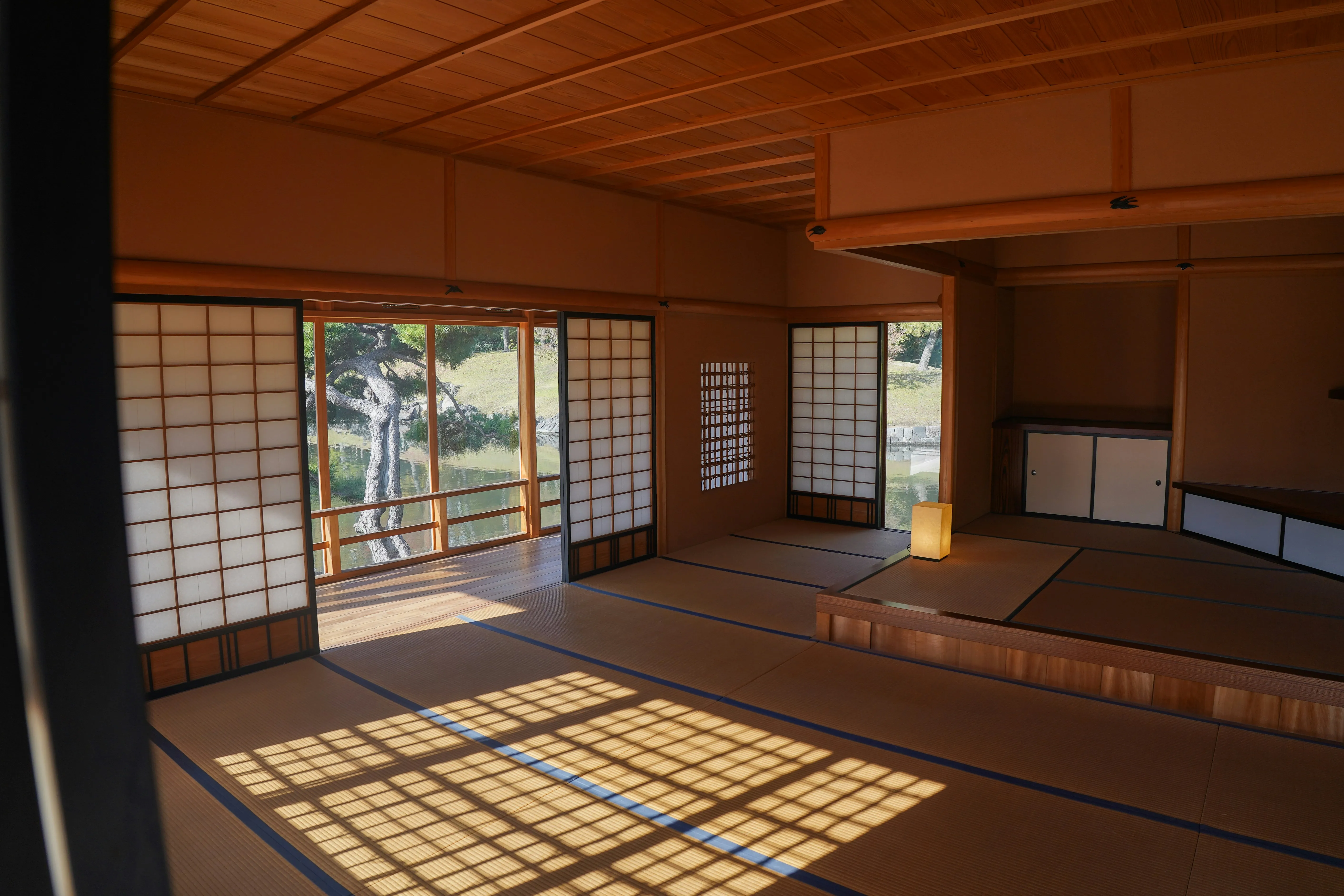 Traditional japanese room with shoji screens and garden view