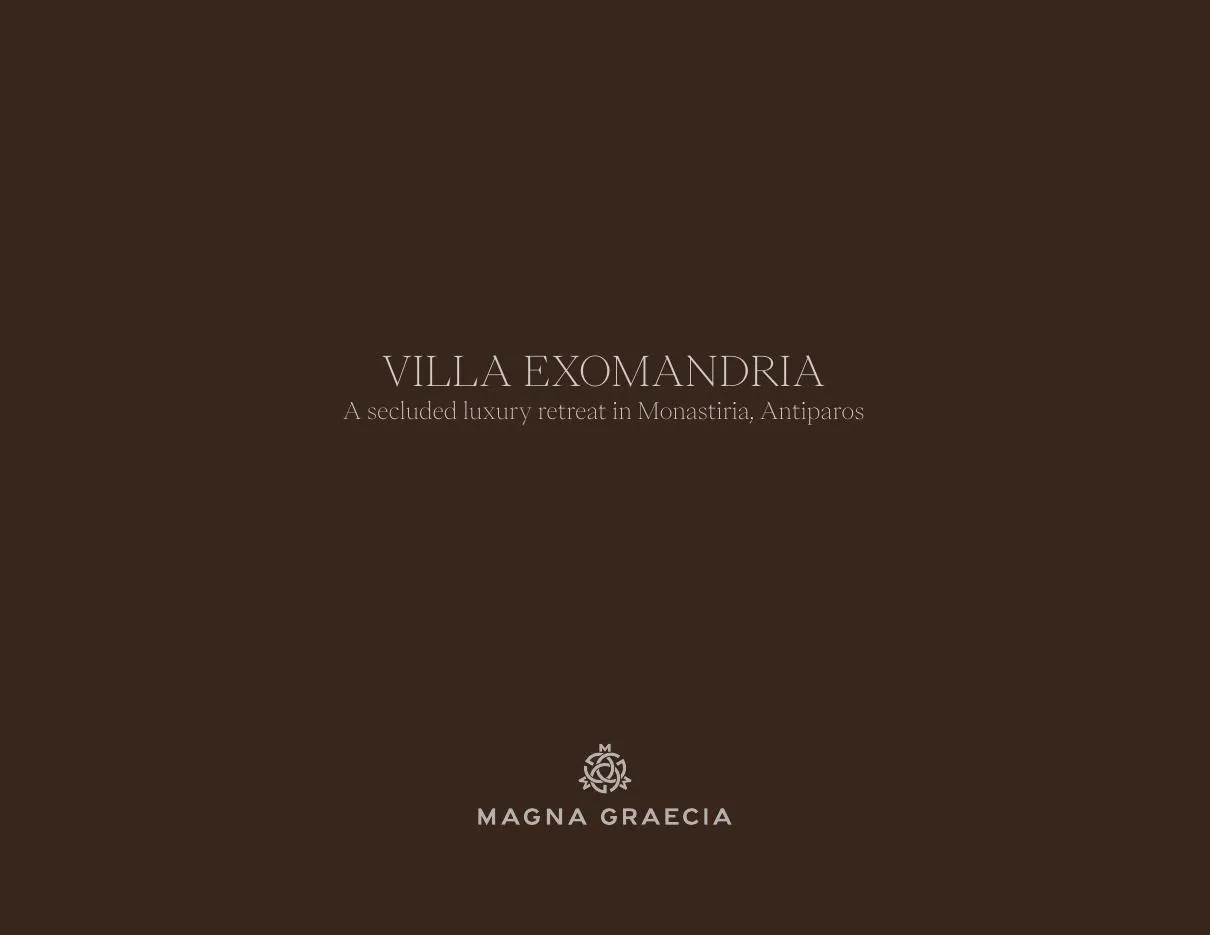 Cover of the Villa Exomandria brochure designed by TERAMOK