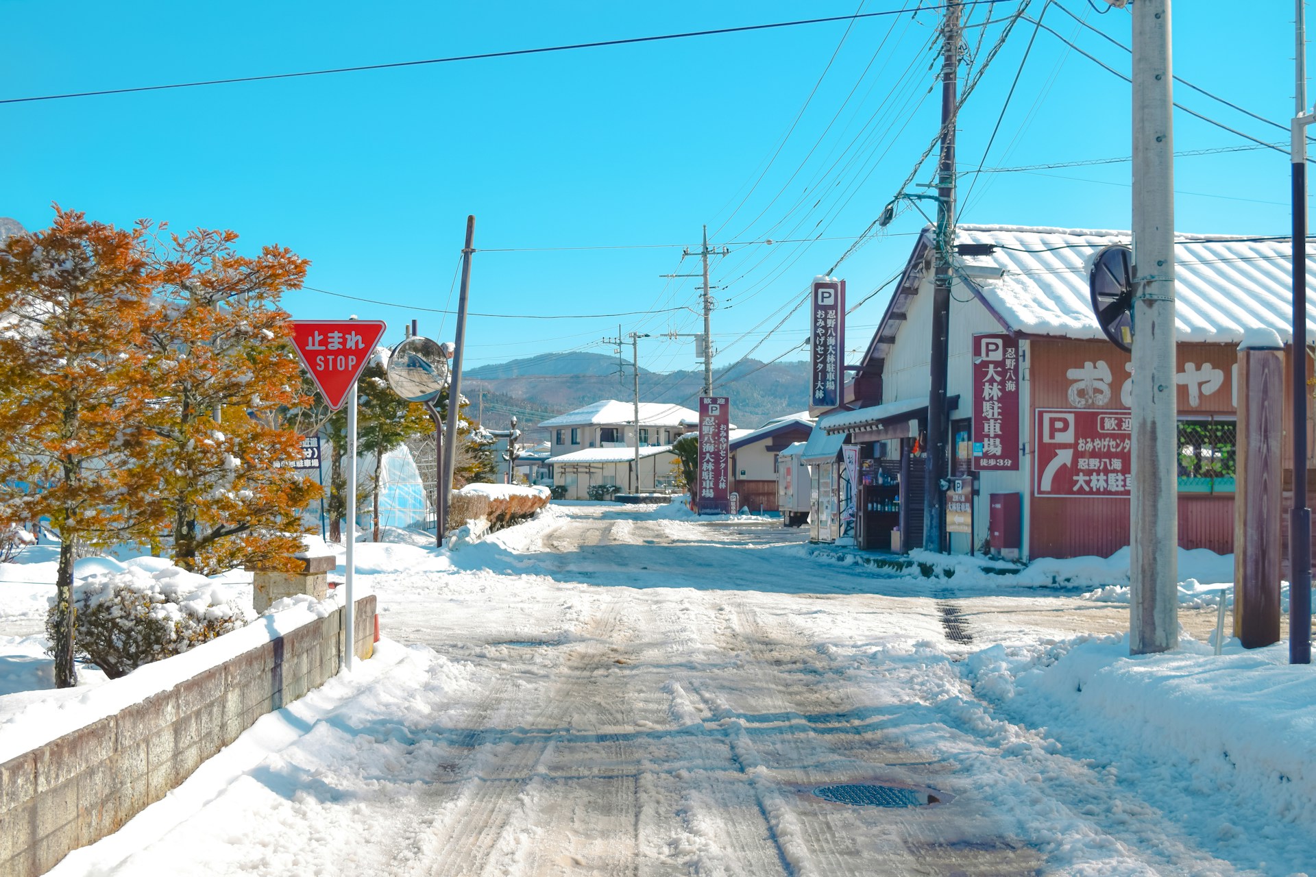 Towns in Japan have both fields and the sea.