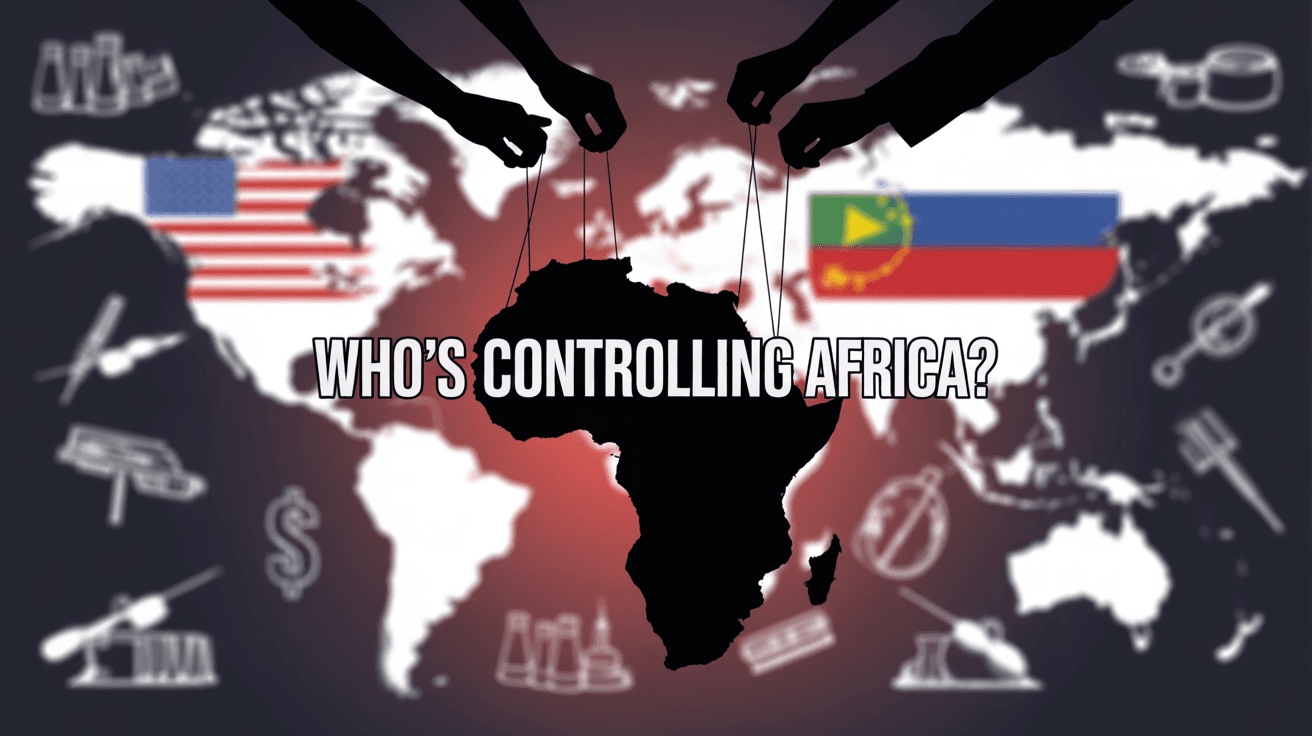 Africa hanging on strings under superpower hands with Who's Controlling Africa headline