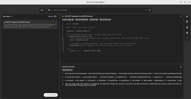 AI software development auto-enrichment in Pieces.