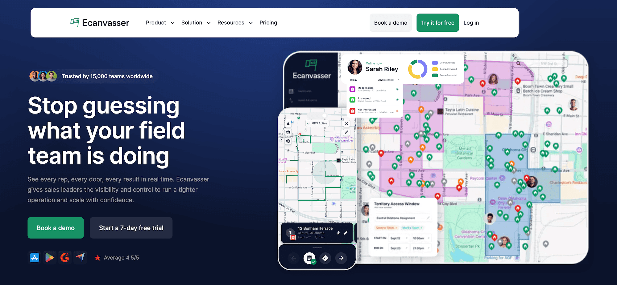 Ecanvasser homepage: Stop guessing what your field team is doing