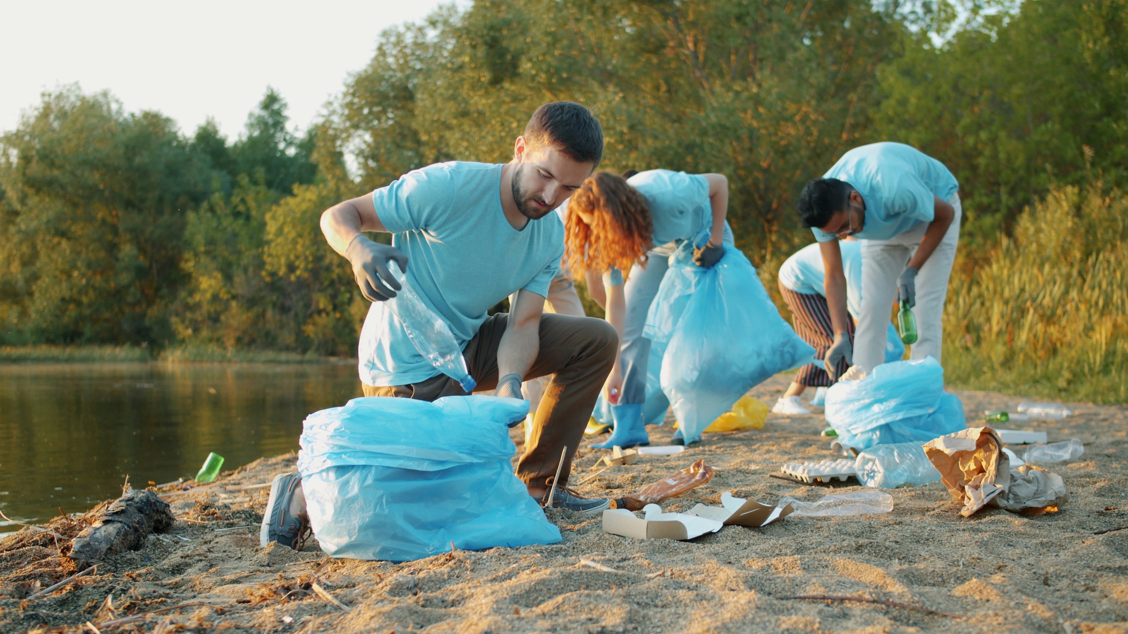 A community planting native trees together