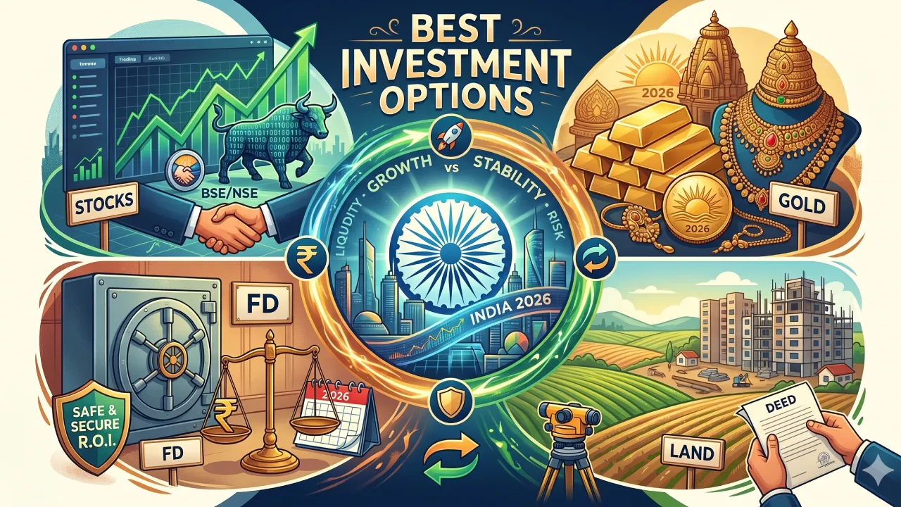 Best Investment Options in India 2026: FD vs Gold vs Land vs Stocks