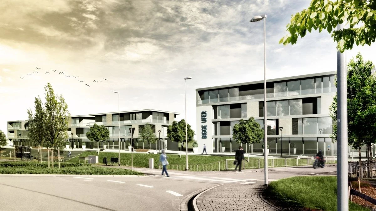 Ansicht des Plangebiets aus Richtung Stellwerk