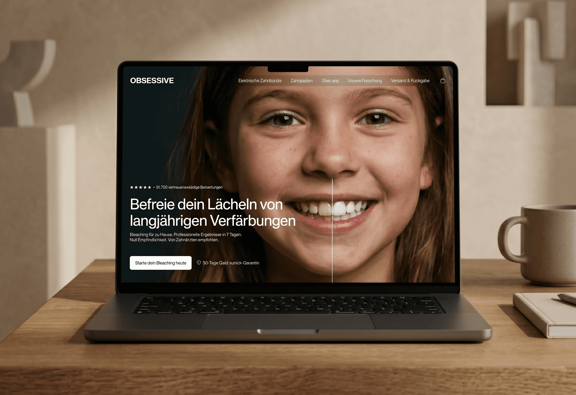 Moderne Zahnarztpraxis Website in Mannheim auf Laptop dargestellt