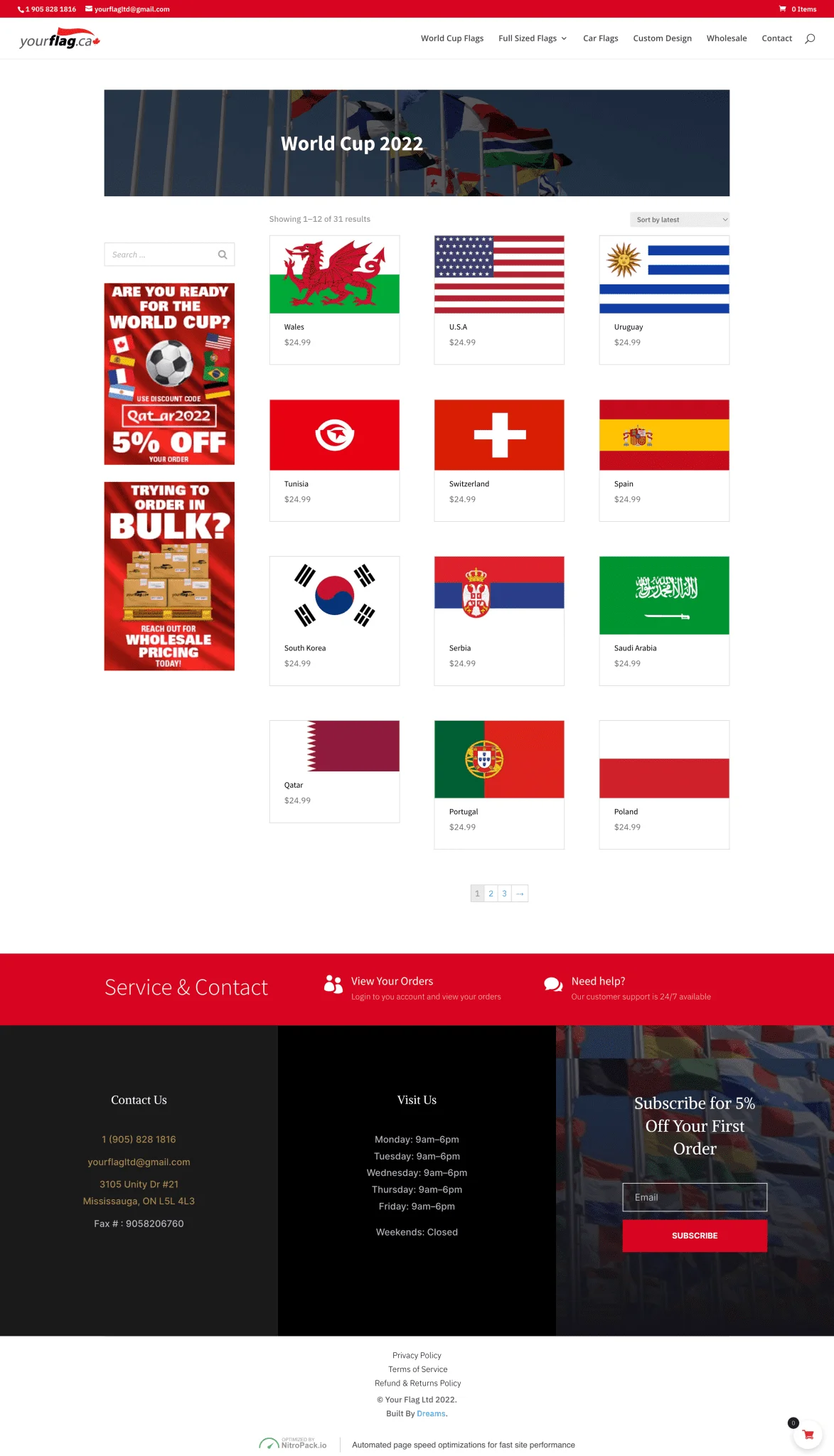 World Cup 2022 page for yourflag website developed & designed by Dreams Agency Mississauga, Ontario