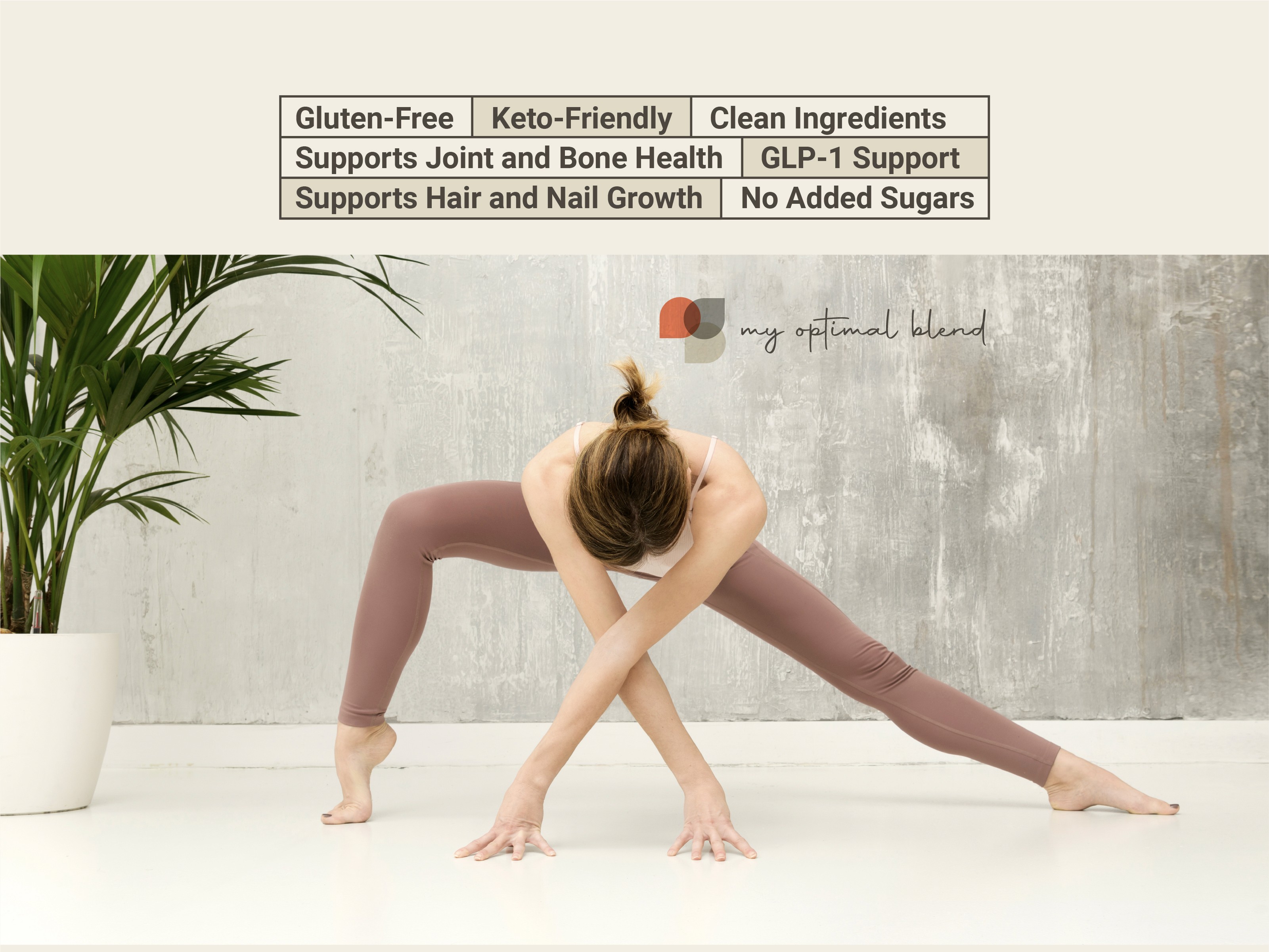 yoga stretch with all of the benefits of the protein powder