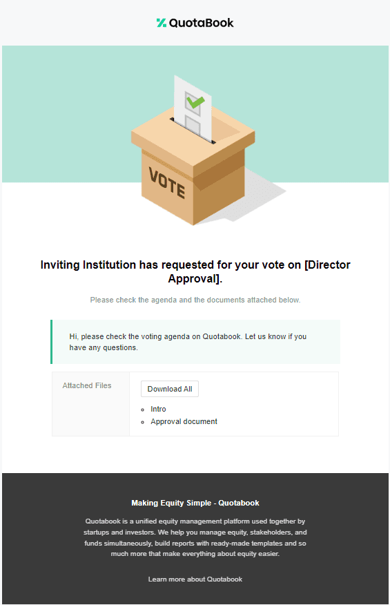 email using QuotaBook template