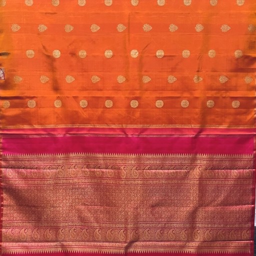 Rust Orange Kanchivaram Silk Saree