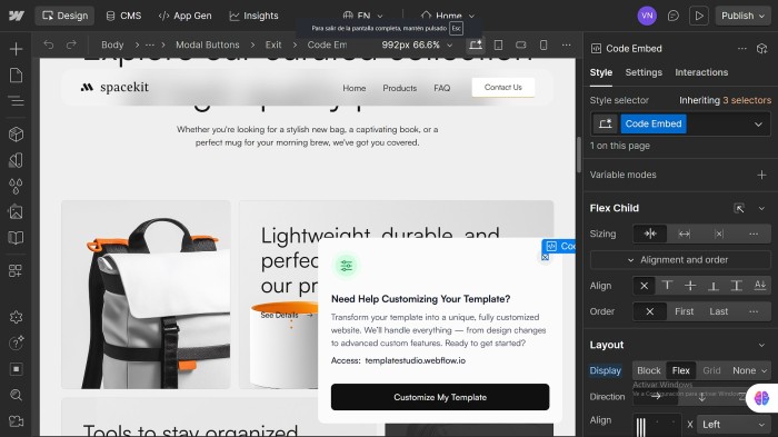 Tenda online en Webflow lista para publicar.