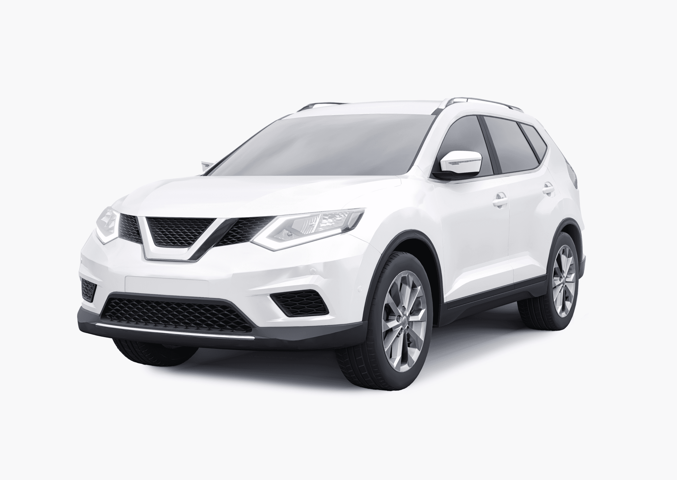 front view of white car