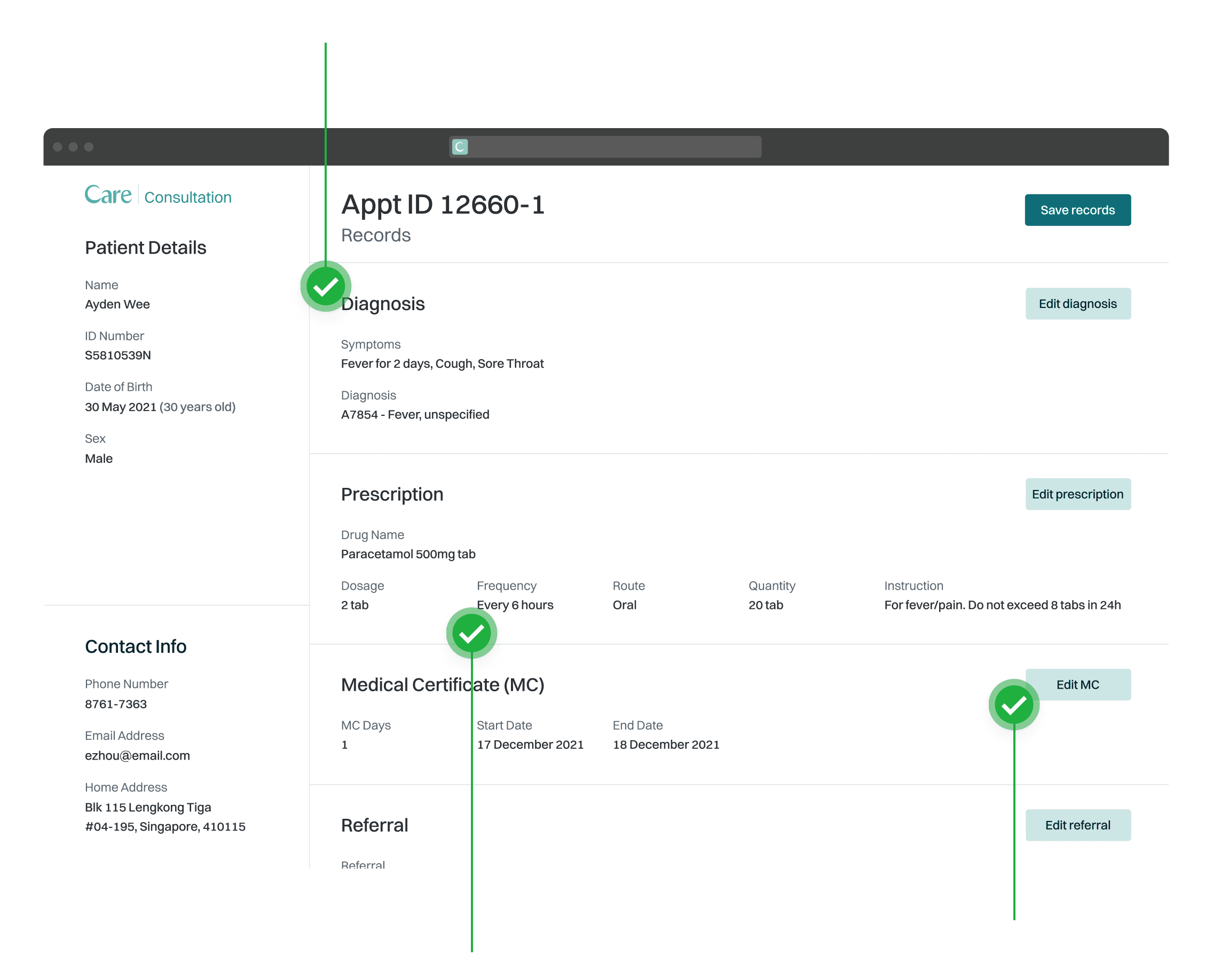 A screenshot showing the previous interface of a teleconsultation app, emphasizing a queue-based system and highlighting various interface problems such as a disorganized hierarchy and excessive prominence of rarely used features.