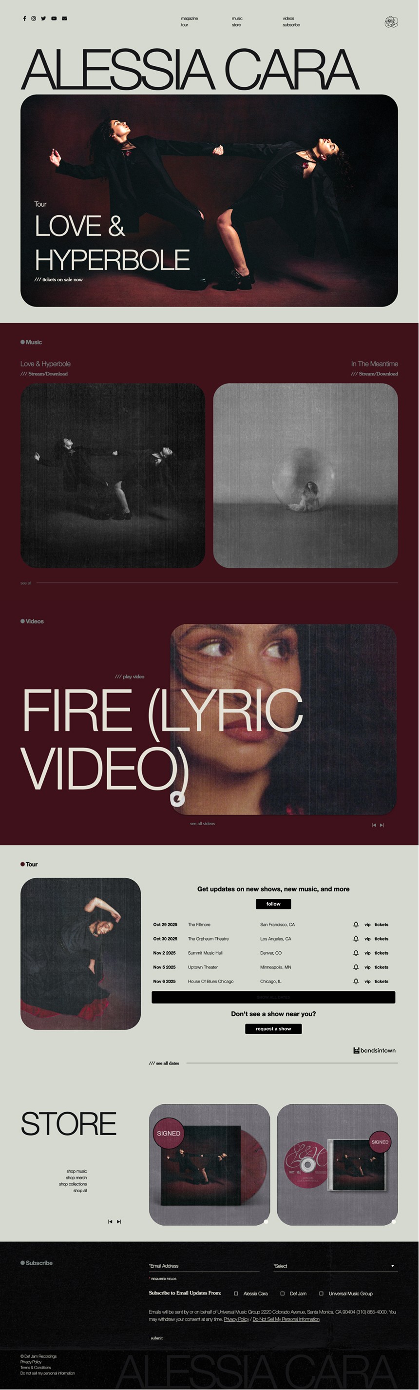 Screenshot of the Republic Records website