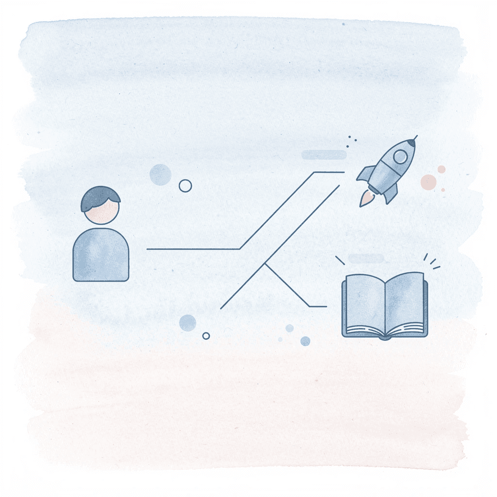  Icon showing a hobby splitting into passion and income paths