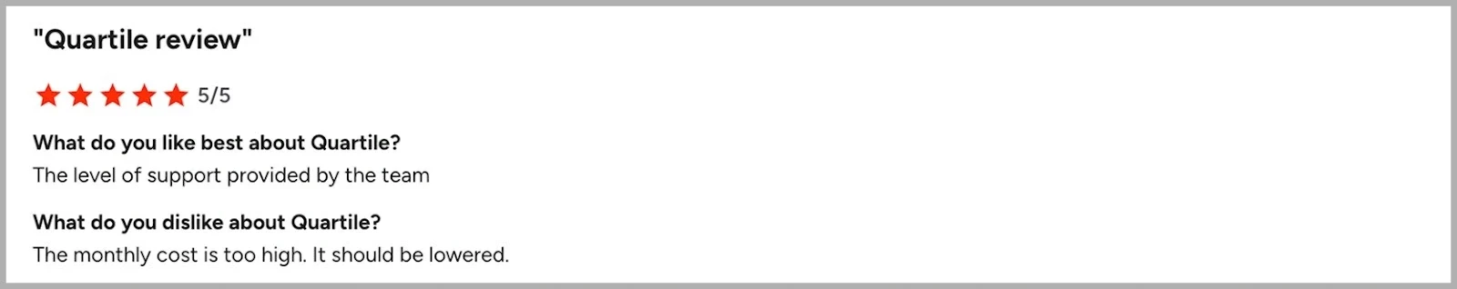 User feedback of Quartile on G2 @@ User feedback of Quartile on G2