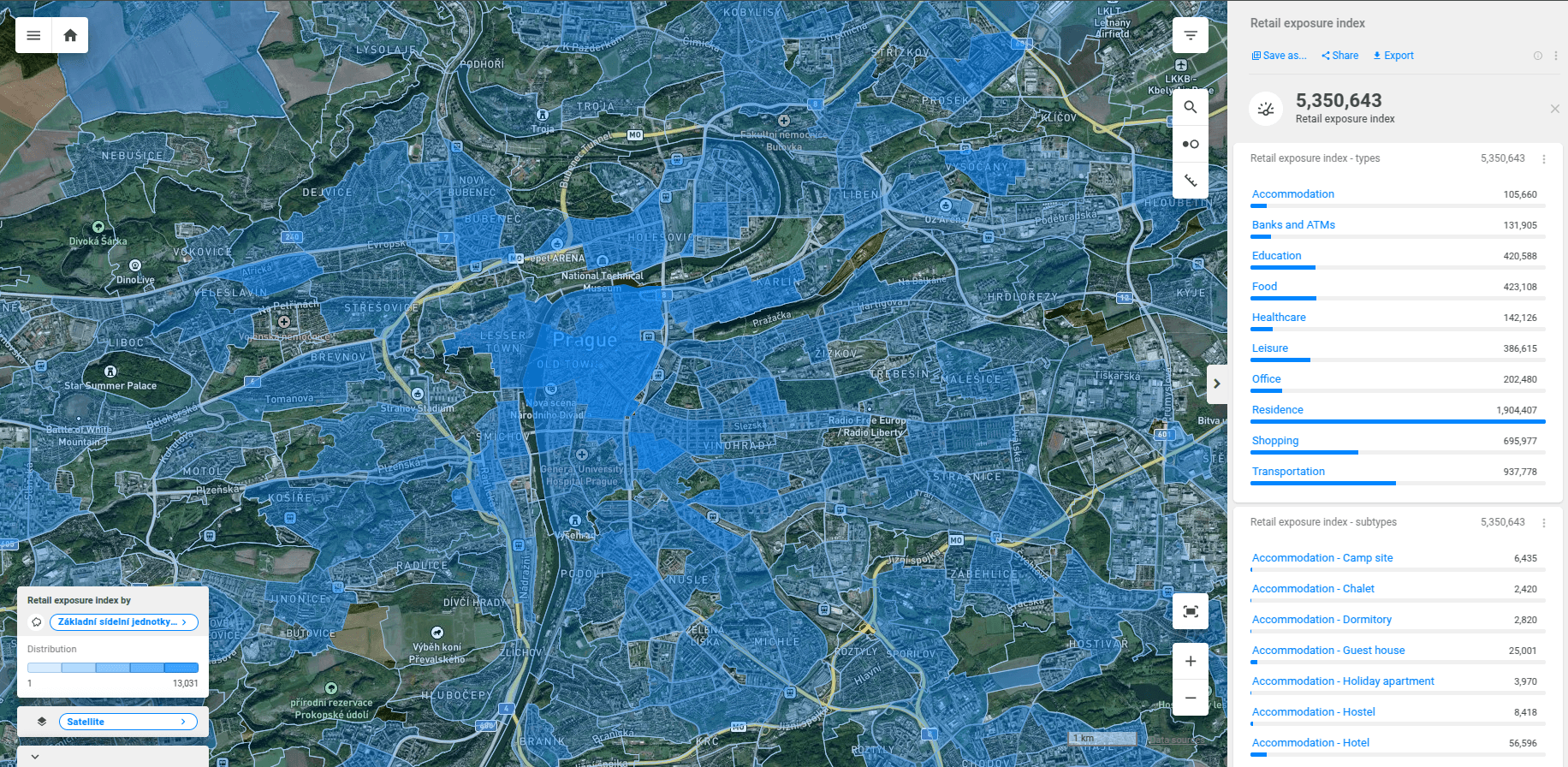 Retail Exposure Index Visualization in CleverMaps Studio