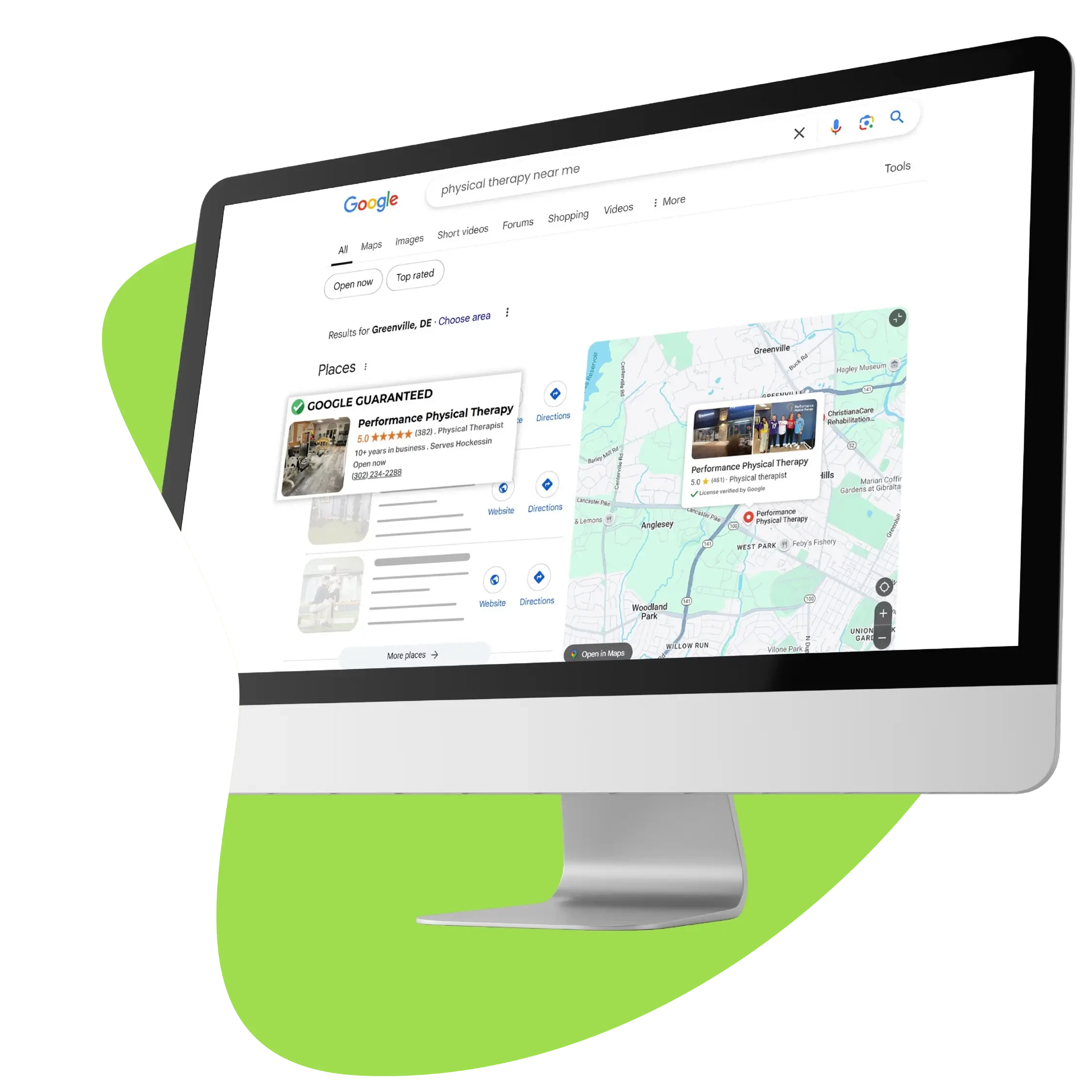 Image of a desktop showing Google search result