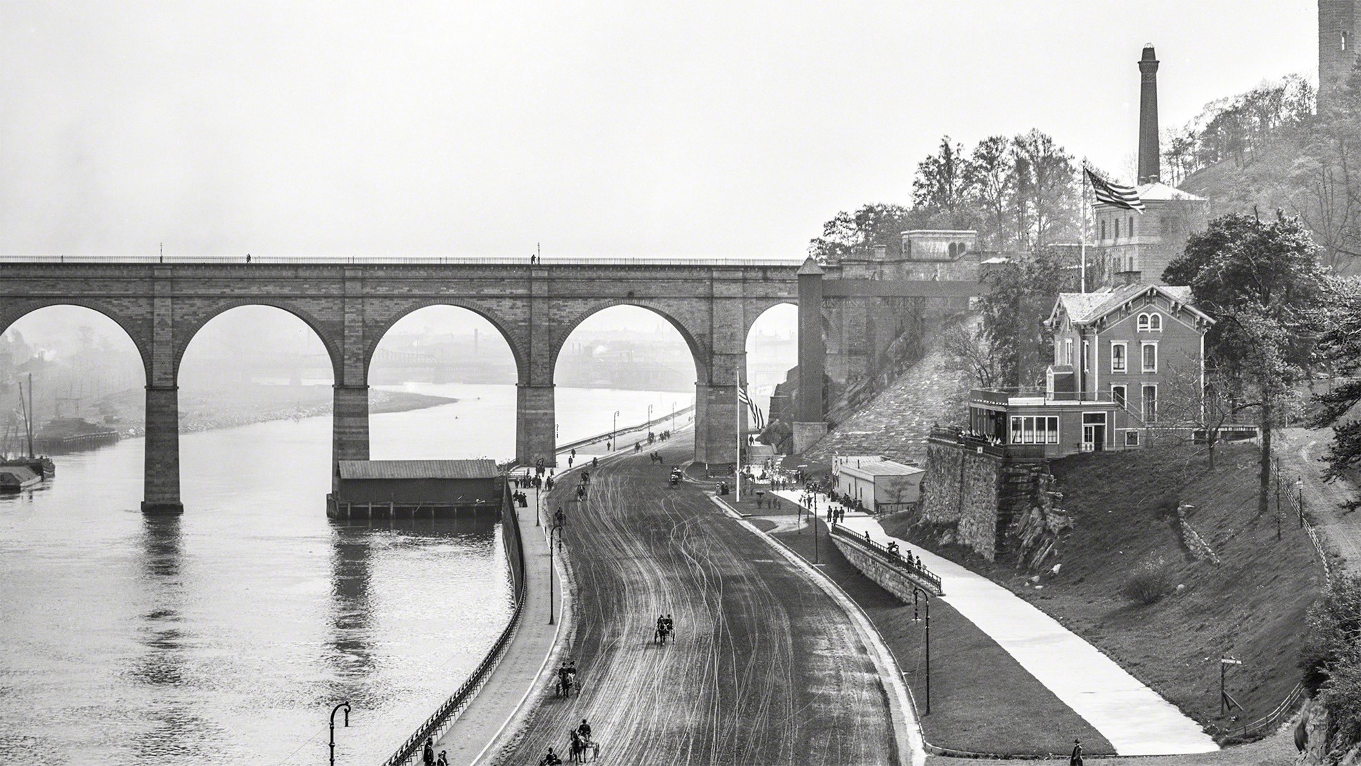 Archival photo of the High Bridge in Bronx, NY.