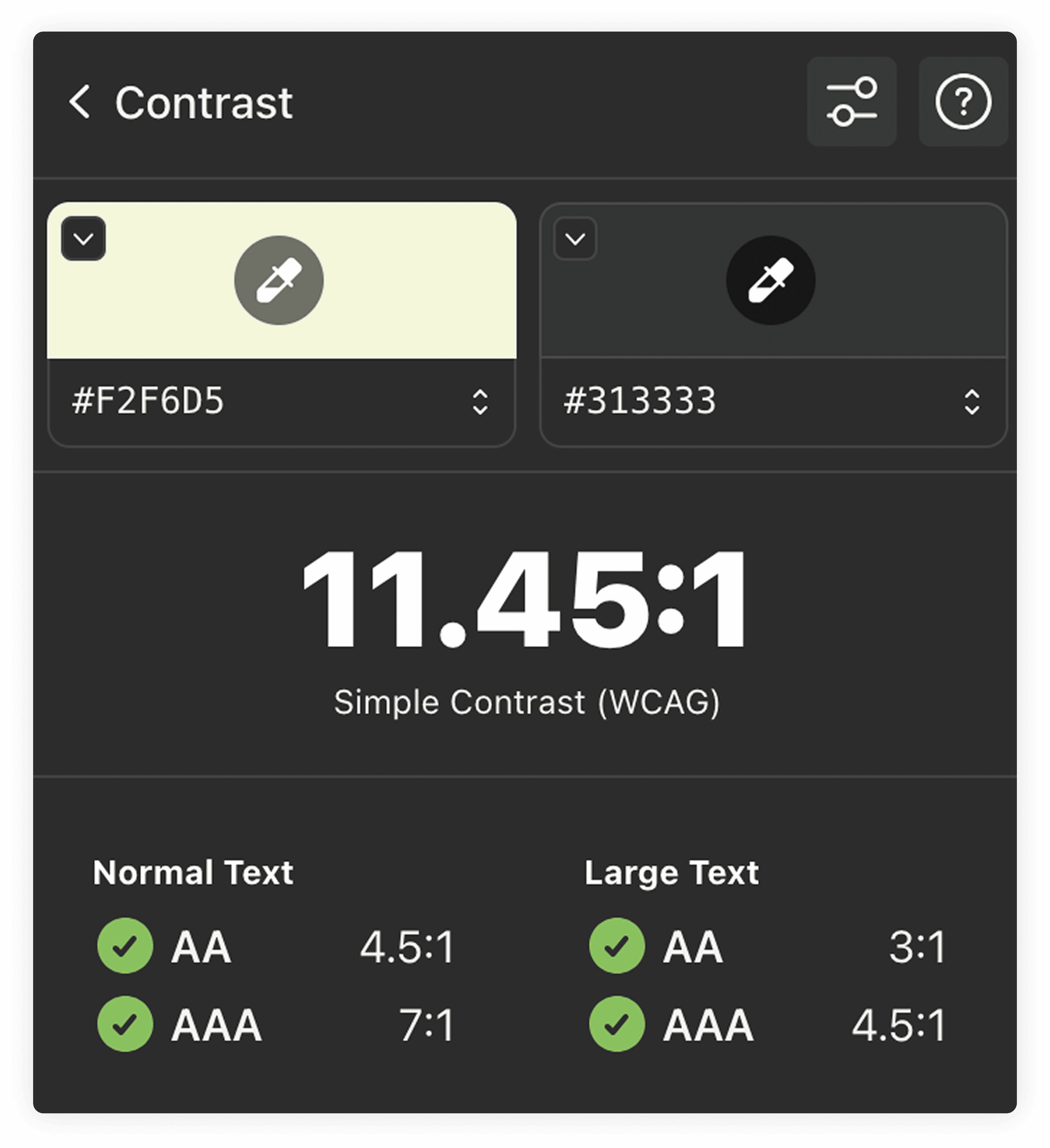 color contrast checker for light green and off-black