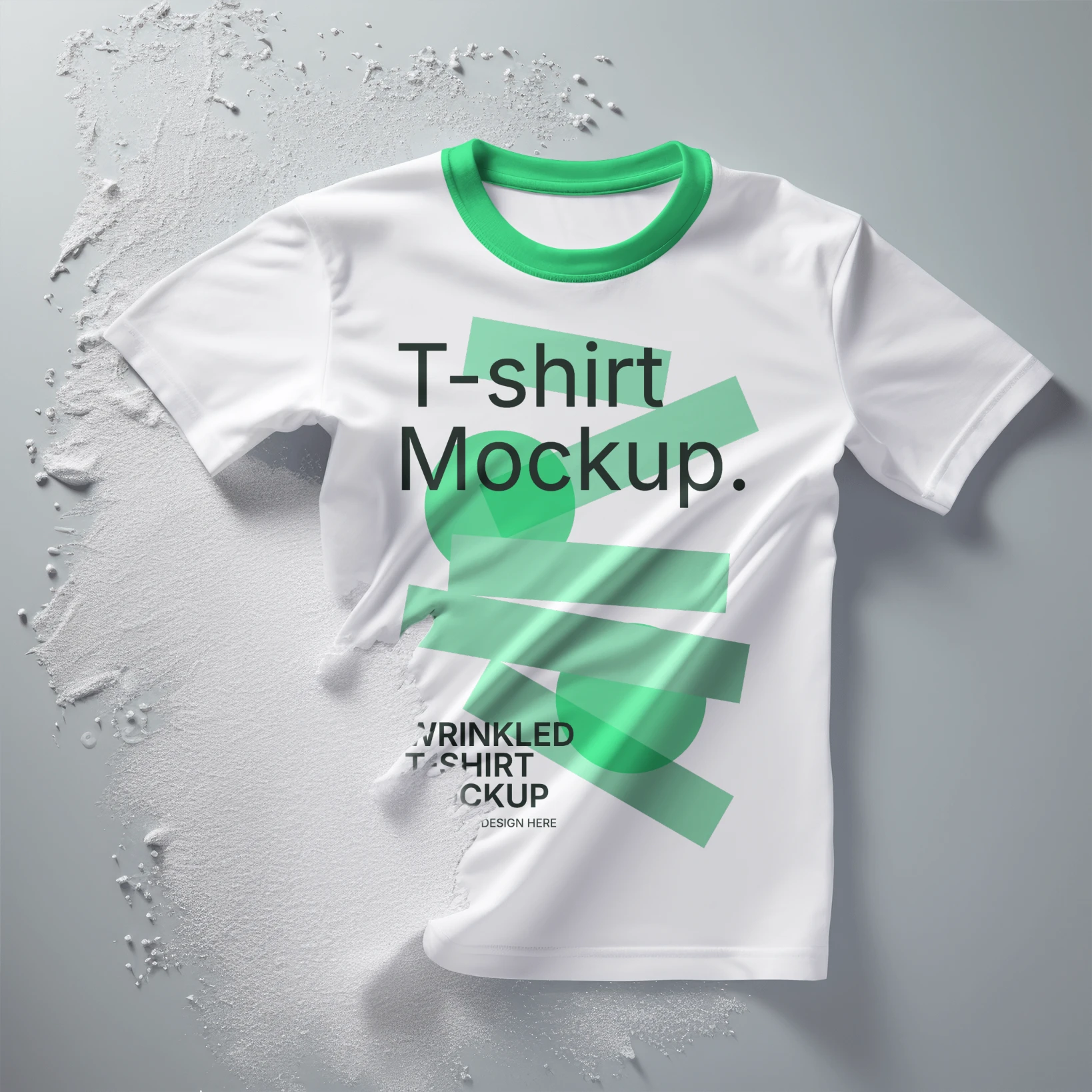 Wrinkled T-shirt mockup coming out of ground