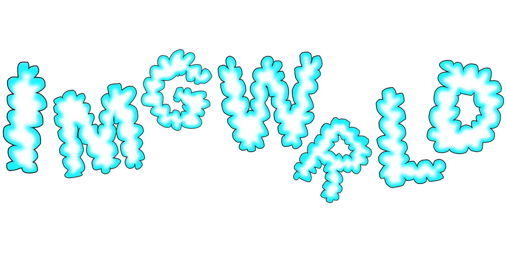 letters "imgwrld" pronounced "image world", are spelled out in illustrative cloud shaped fonts  