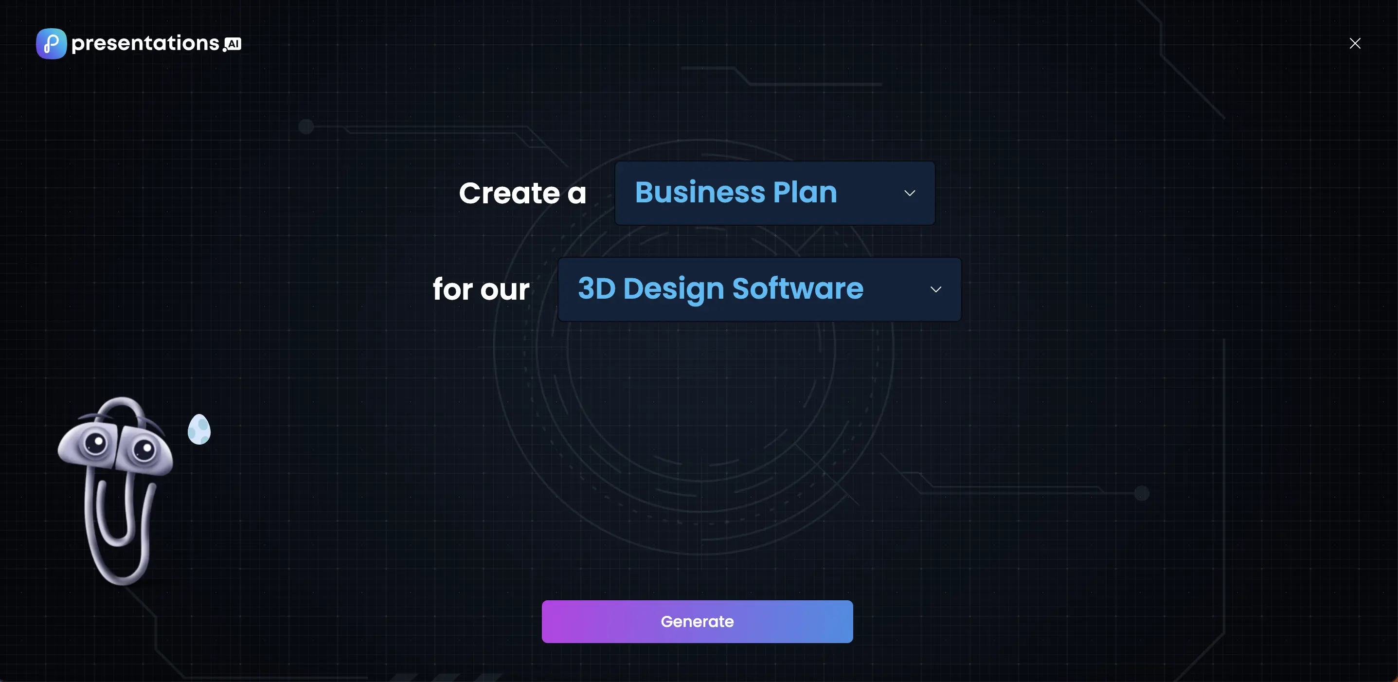 Presentations.ai landing page.
