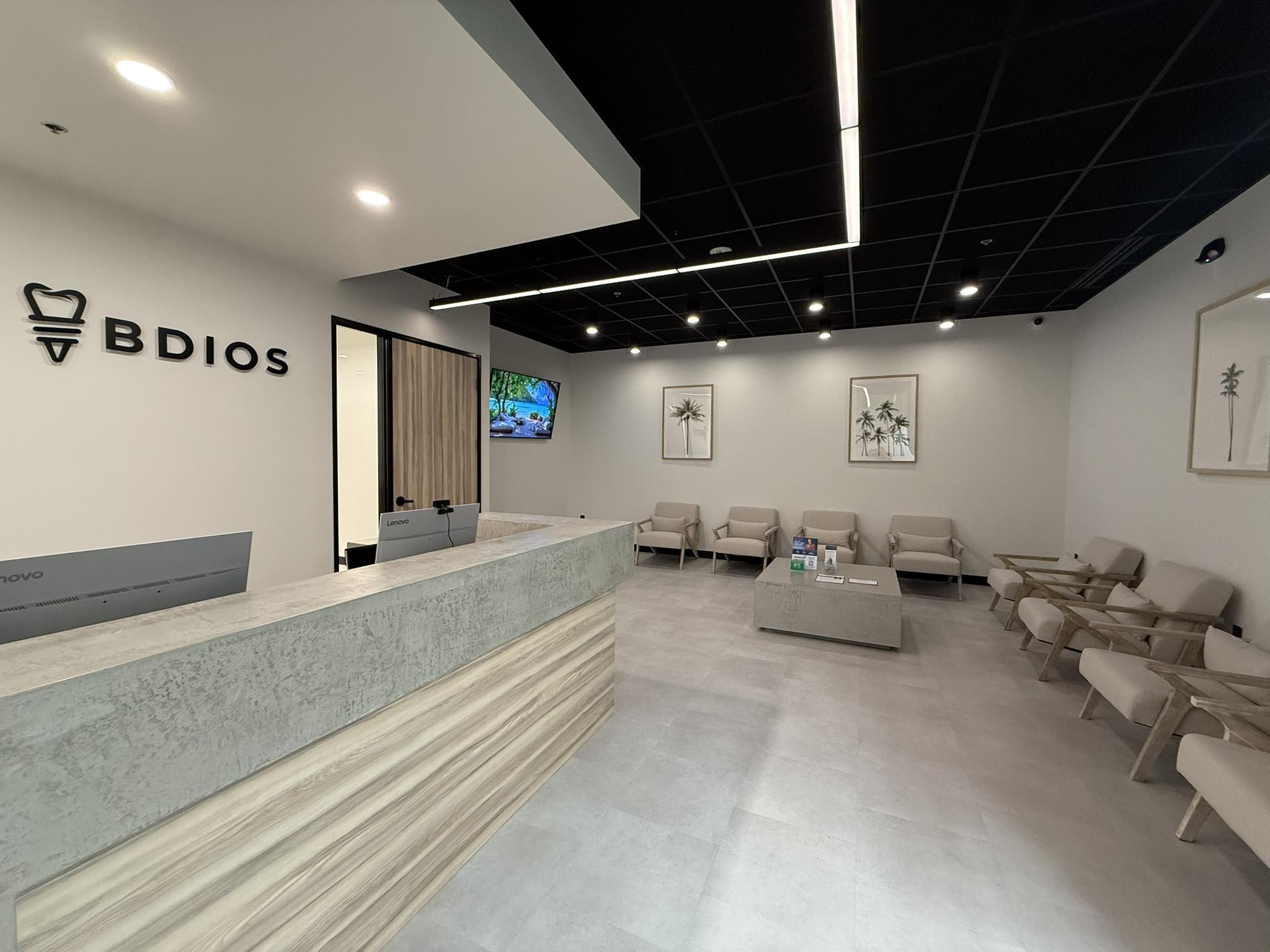 Custom dental clinic reception sign for BDIOS Dental Implants and Oral Surgery