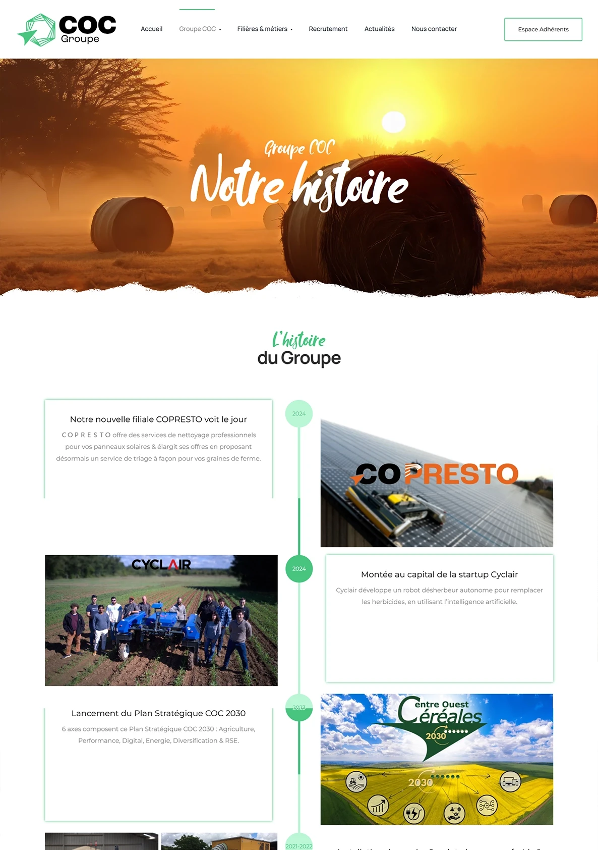 Création d'un site vitrine internet pour le Groupe COC