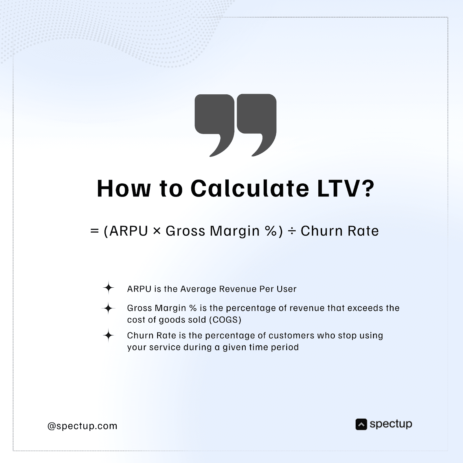 Graphic is showing how to calculate LTV and LTV:CAC Ratio. 