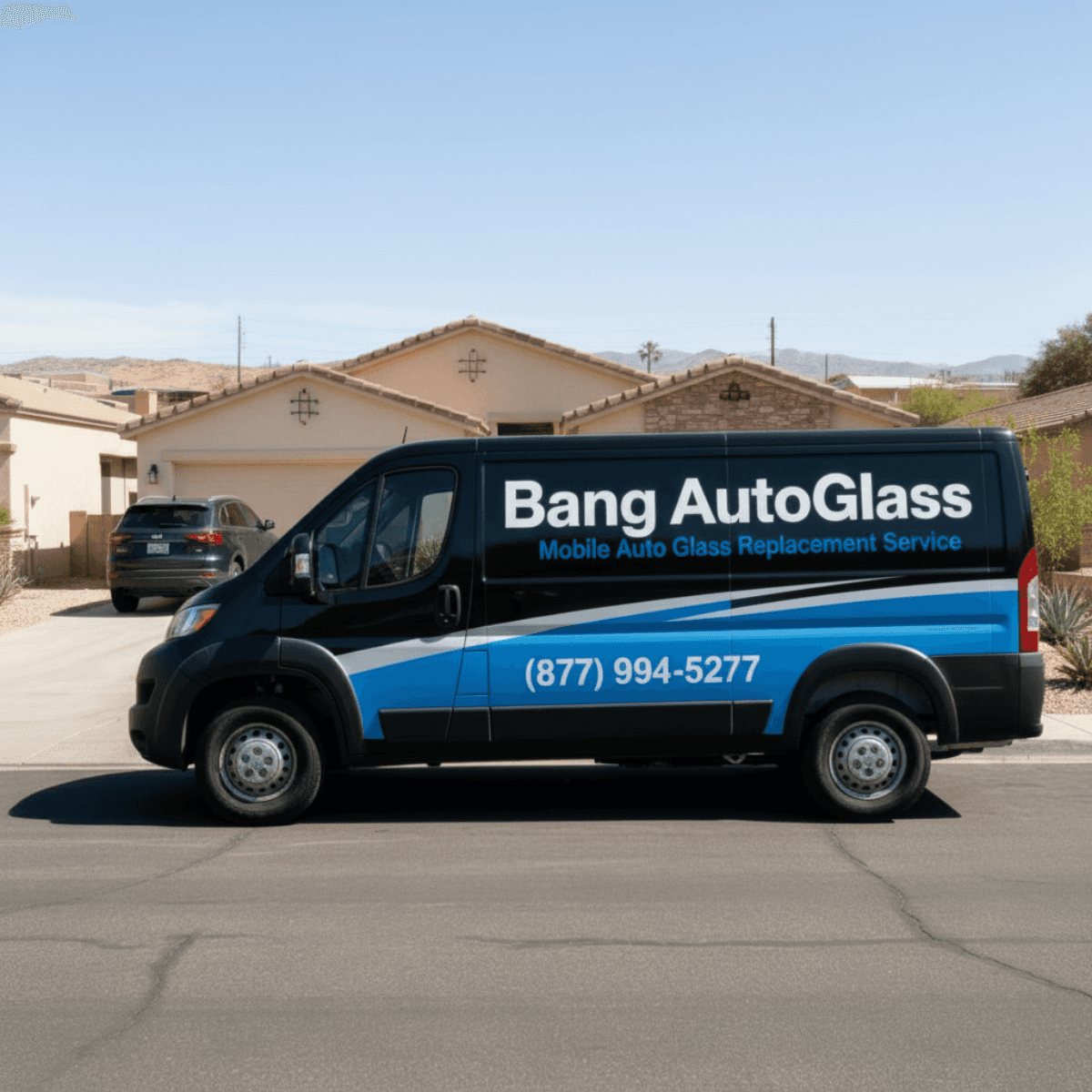 Bang AutoGlass mobile team stopping by a Kingman, AZ home along Route 66 country for a windshield replacement