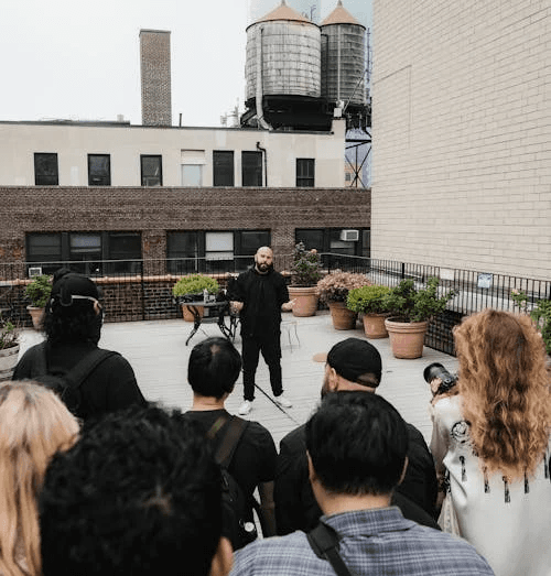 A team meetup on the rooftop