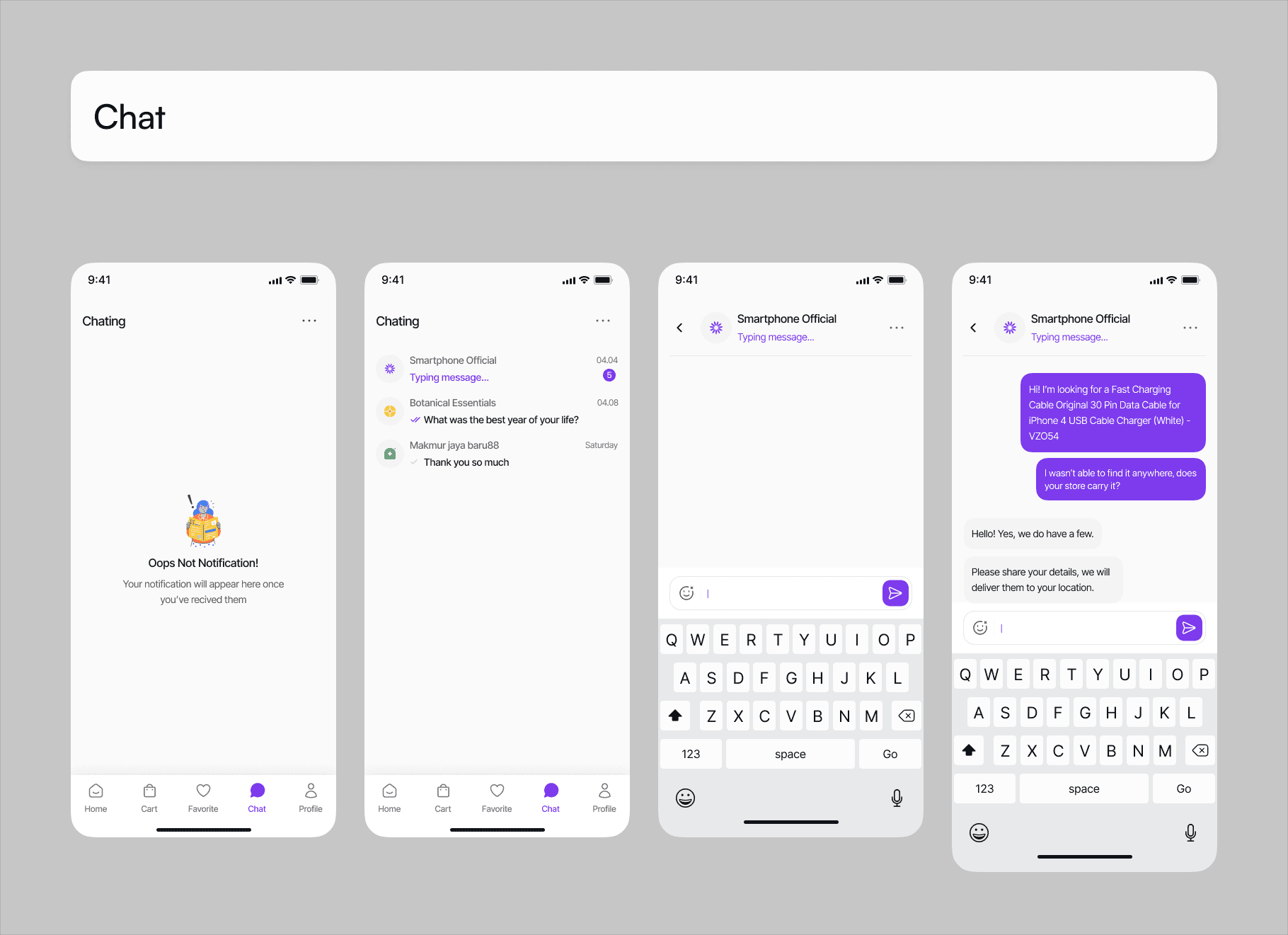 chat feature in the e-commerce website
