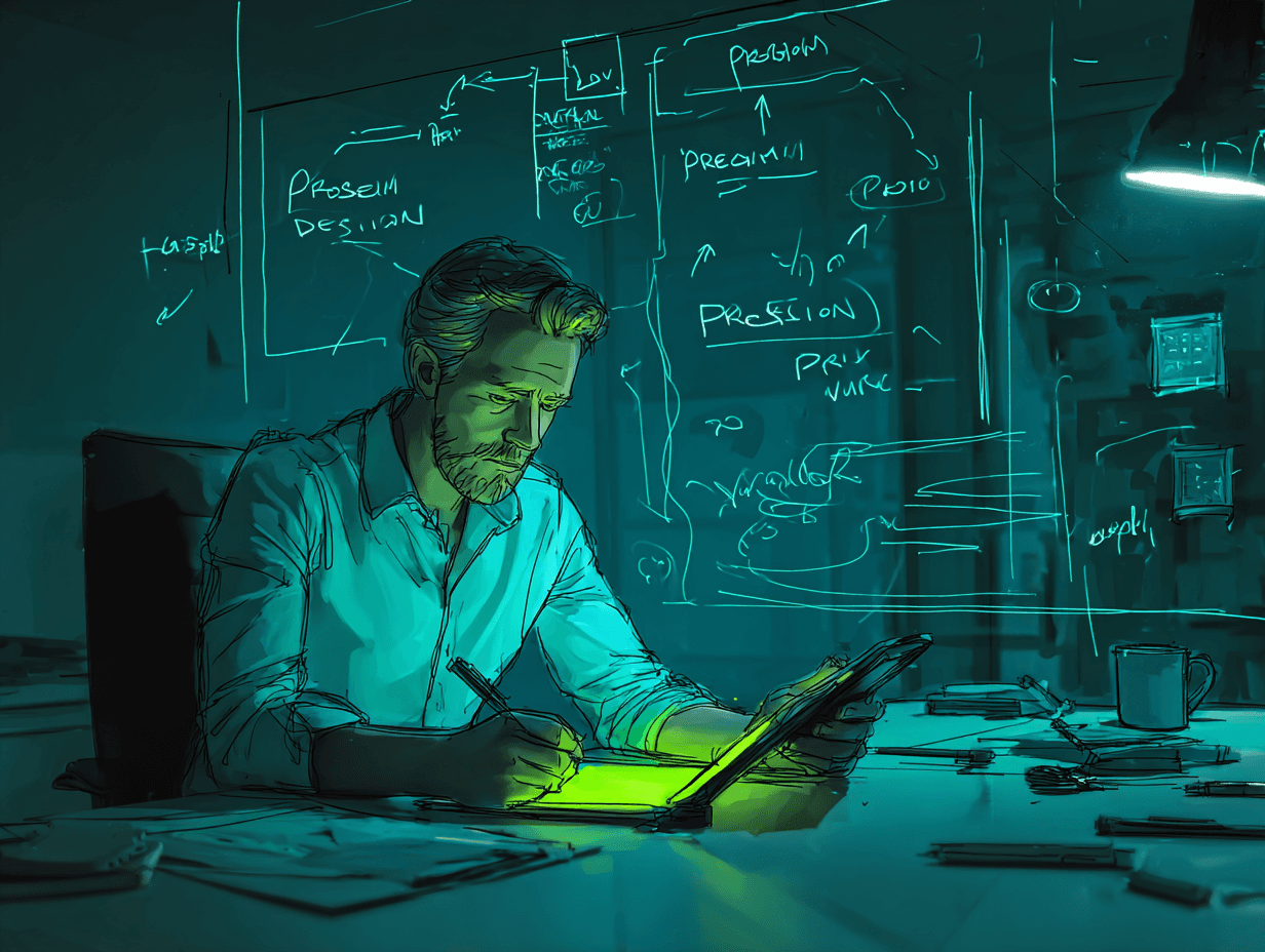 man focused on making notes 