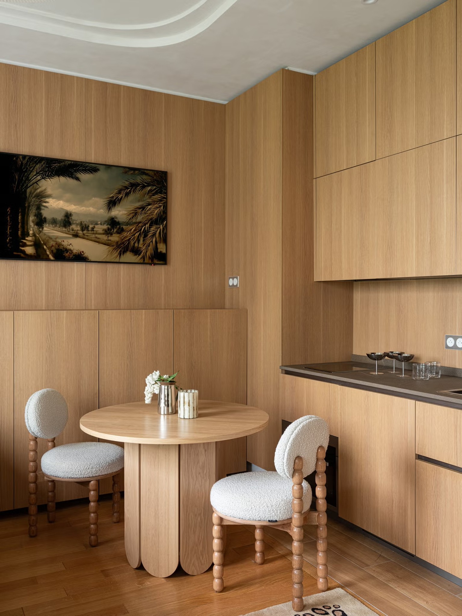 Dark theme house with plants outside