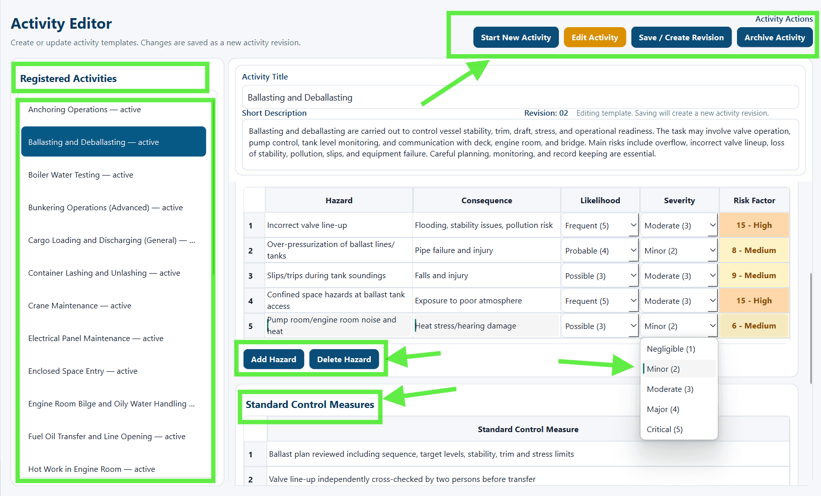 Activity Editor — Build Your Own Safety Documentation Framework workflow screenshot