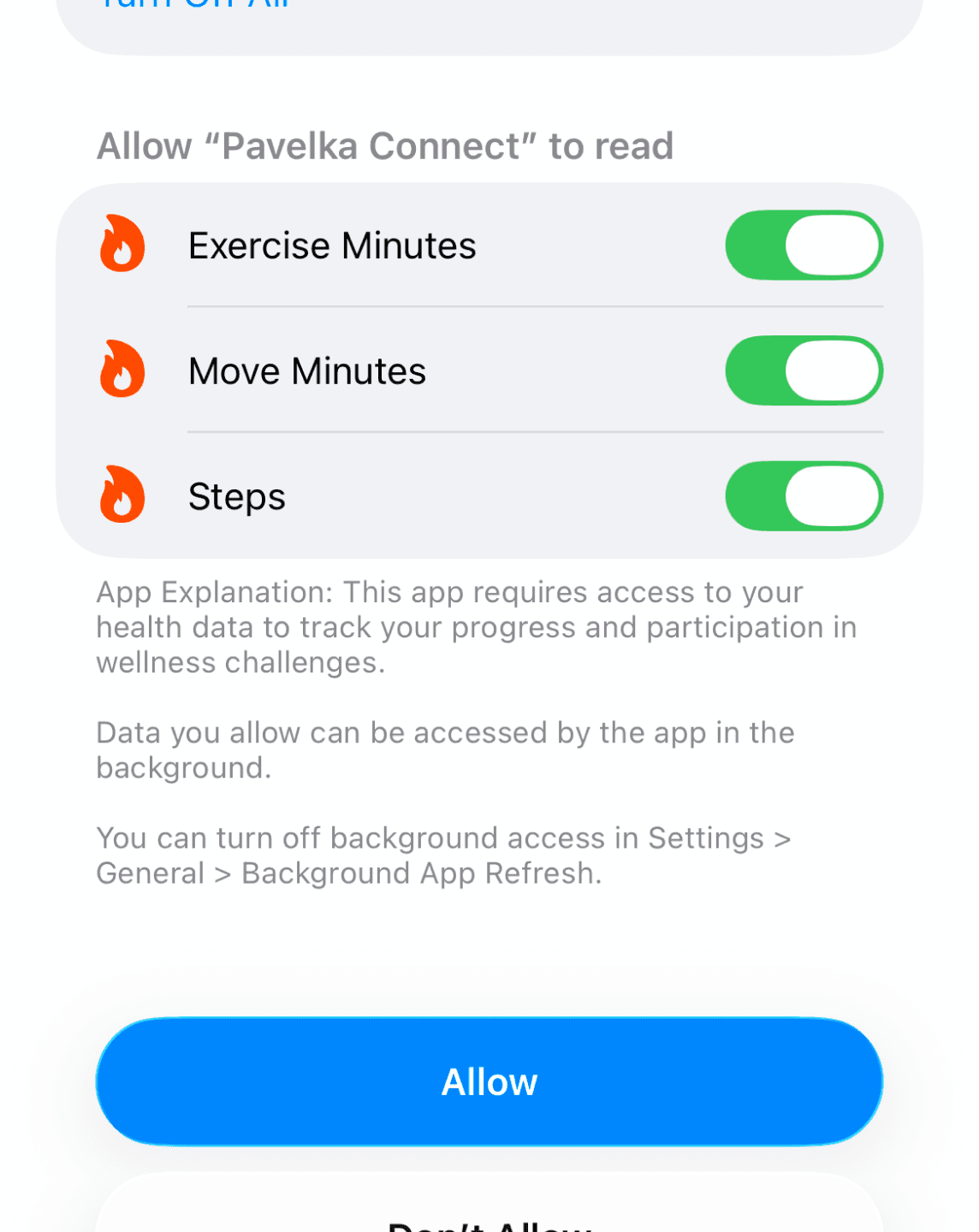 Connecting Health App step 3