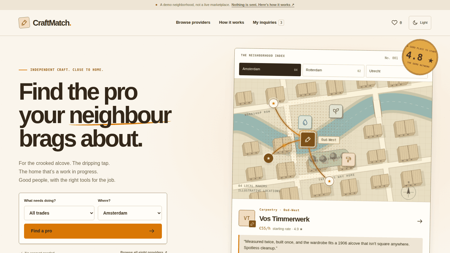 Service marketplace — Originals template preview.