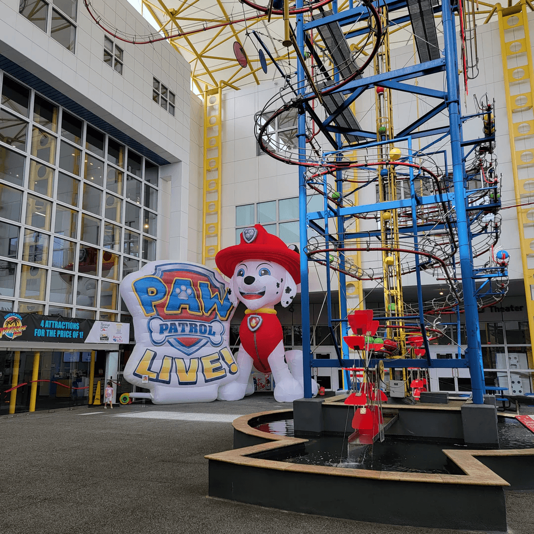 A giant inflatable paw patrol sign.