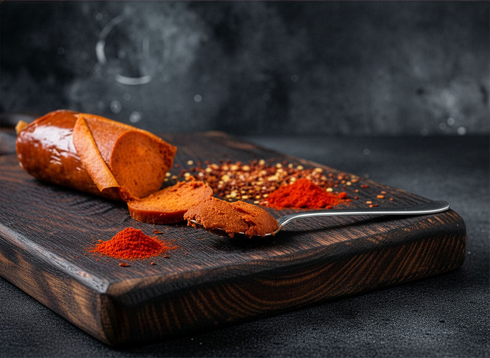 Sliced and spooned 'nduja salami from Porcellino Artisanal Meats in Lakewood, CO.