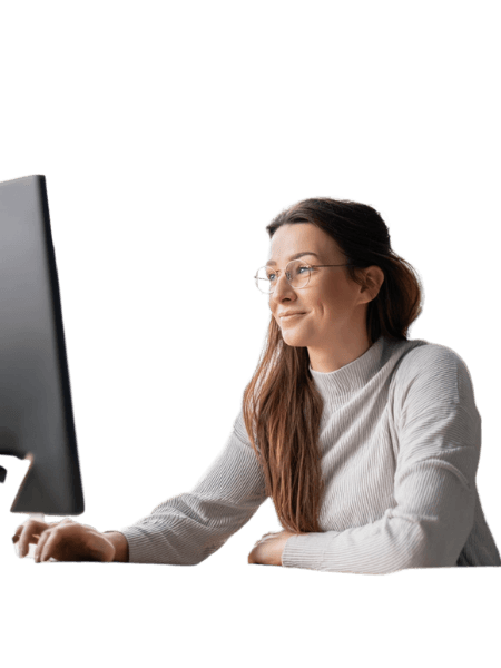 woman working at office computer