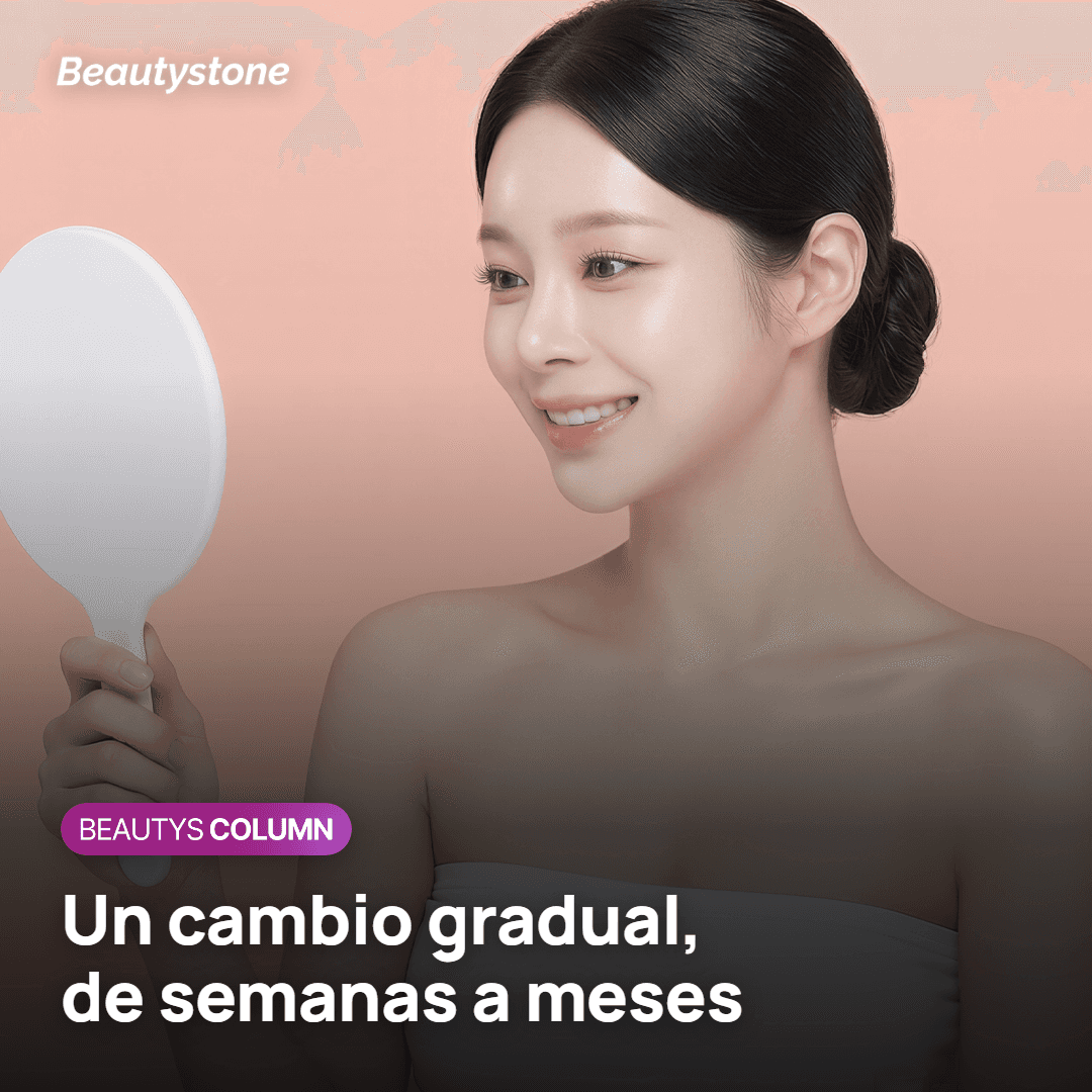 Mejora gradual de la textura de la piel a lo largo de semanas o meses