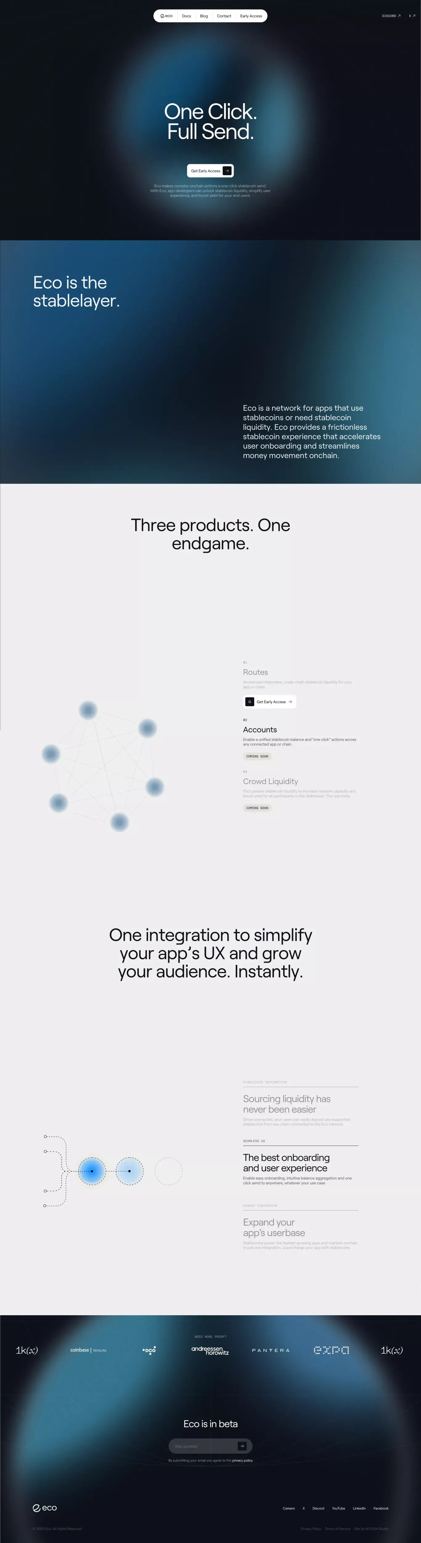 Eco: Accelerating How Money Moves Onchai portfolio page screenshot showcasing Marketing and Tech design